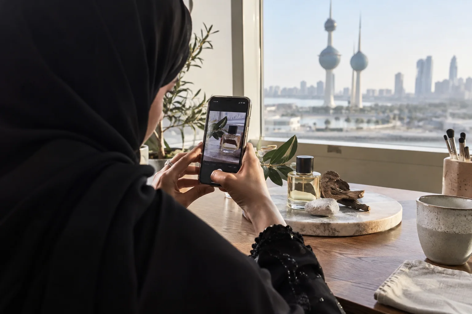تصوير منتج بهاتف للنشر على وسائل التواصل في الكويت